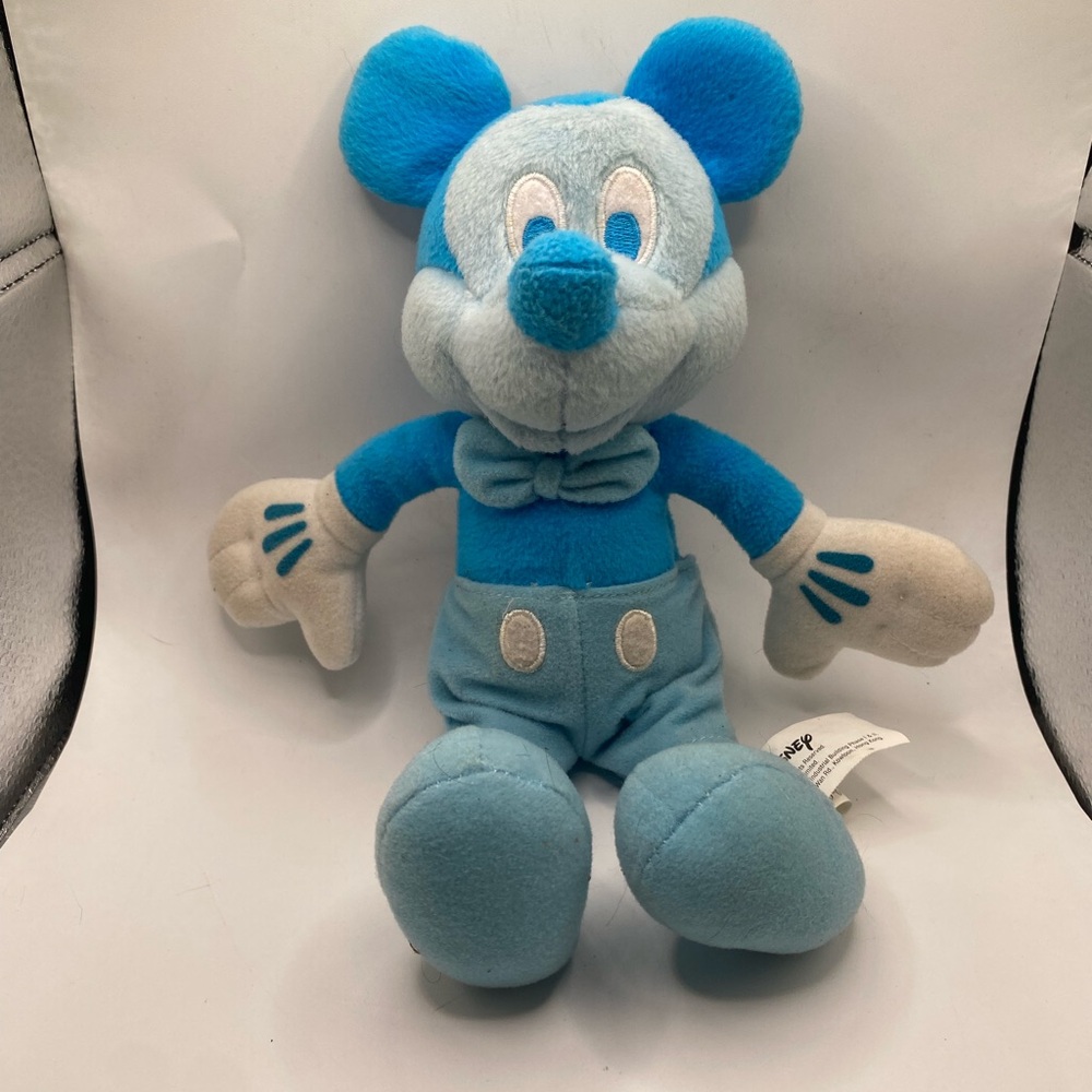 Walt Disney World Blue And White Mickey Mouse Stuffed Animal Plush Collectible. - Picture 2 of 4